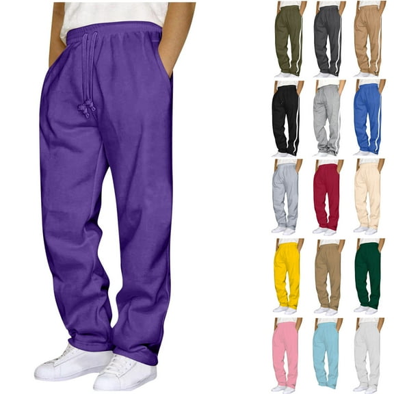 Sweatpants for Men Men's Pants, Everyday Cotton, Lightweight Lounge, Knit Pants for Men,Purple,3XL