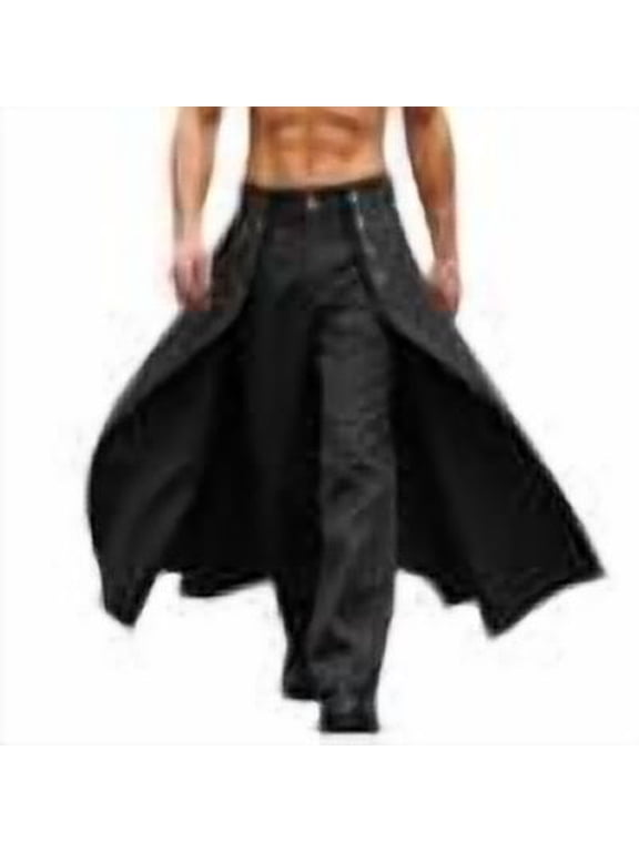Sweatpants for Men, Men's Pants Gothic Steampunk Trousers Victorian Pants Styles Long Tail Buttons Decor Straight Long Pants Black XXL