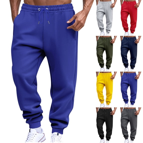 Sweatpants for Men Men's Sweatpants with Pockets Tapered Joggers for Men Athletic Pants for Workout, Jogging, Running Blue XXL