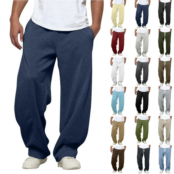 Sweatpants for Men Men's Sweatpants with Pockets Tapered Wide-leg for Men Athletic Pants for Workout, Jogging, Running Navy L