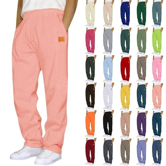 Sweatpants for Men Mens Pants Athletic Open Bottom Running Pants Casual Mens Sweatpants with Pockets,Pink S