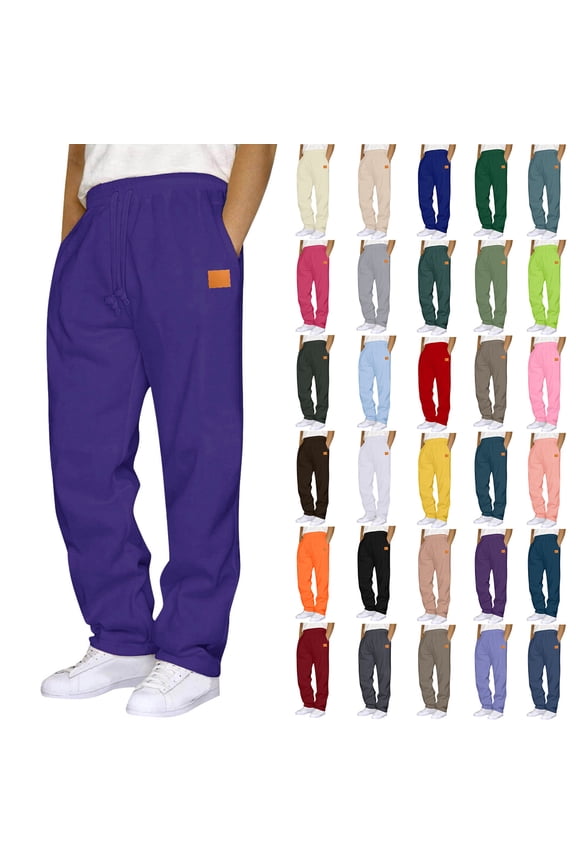 Sweatpants for Men Mens Pants Athletic Open Bottom Running Pants Casual Mens Sweatpants with Pockets Purple,2XL