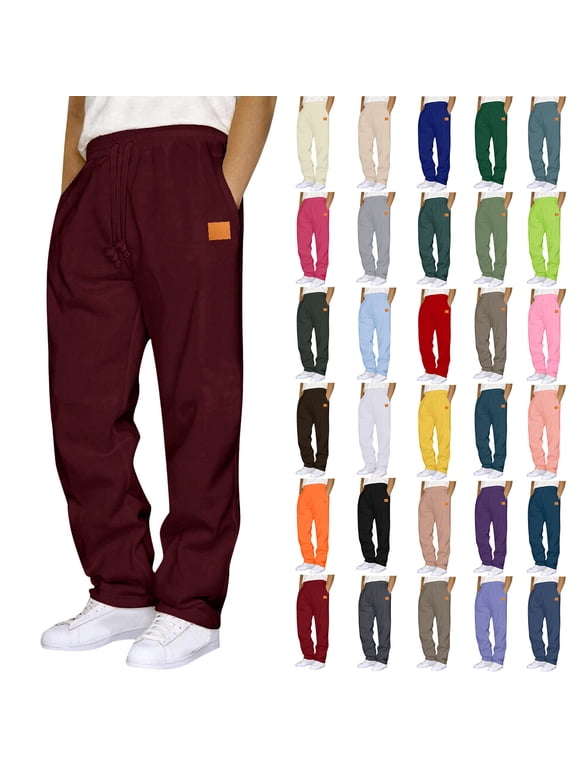 Sweatpants for Men Mens Pants Athletic Open Bottom Running Pants Casual Mens Sweatpants with Pockets Wine,XL