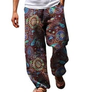 SHUCNSKOS Sweatpants for Men, Mens Pants Casual Versatile All Print Loose Plus Size Pants Fashion Beach Pocket Trousers, Red 4XL
