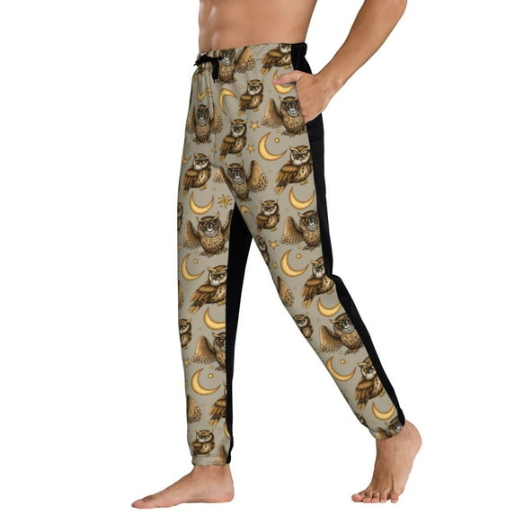 Sweatpants for Men - Moon Stars Owls Adjustable Elastic Band Mens Joggers With Pockets, Athletic Workout Gym Casual Track Pants for Men