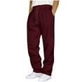 thumbnail image 1 of Sweatpants for Men Open Bottom Fleece Baggy Joggers Pants Straight Leg Solid Stretch Workout Athletic Pants, 1 of 5