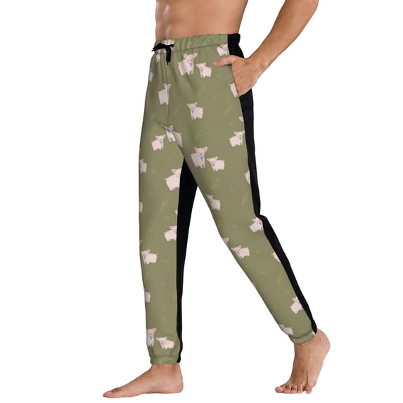 Sweatpants for Men - Parent-Child Cute Pig Green Adjustable Elastic Band Mens Joggers With Pockets, Athletic Workout Gym Casual Track Pants for Men