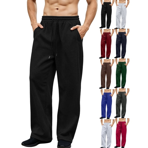 Sweatpants for Men Plus Size Athletic Lounge Pants with Pockets and Drawstring, Fleece Pants