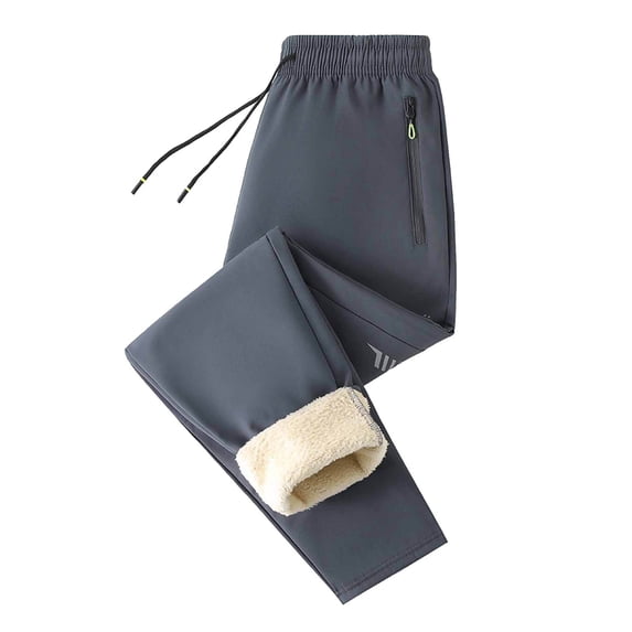 Sweatpants for Men Plus Size Elastic Waist Lamb Wool Warm Pants Solid Color Drawstring Casual Sweatpants with Pockets