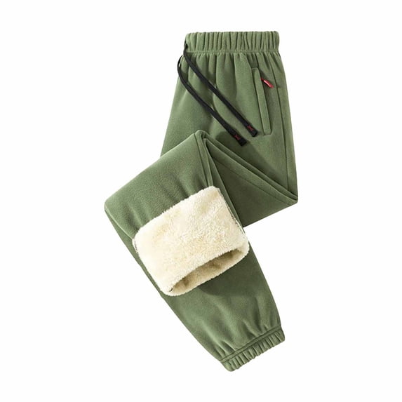 Sweatpants for Men Plus Size Elastic Waist Solid Color Drawstring Fleece Thickened Warm Sweatpants