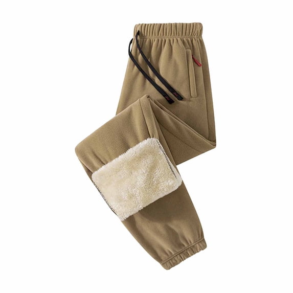 Sweatpants for Men Plus Size Elastic Waist Solid Color Drawstring Fleece Thickened Warm Sweatpants