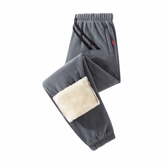 Sweatpants for Men Plus Size Elastic Waist Solid Color Drawstring Fleece Thickened Warm Sweatpants