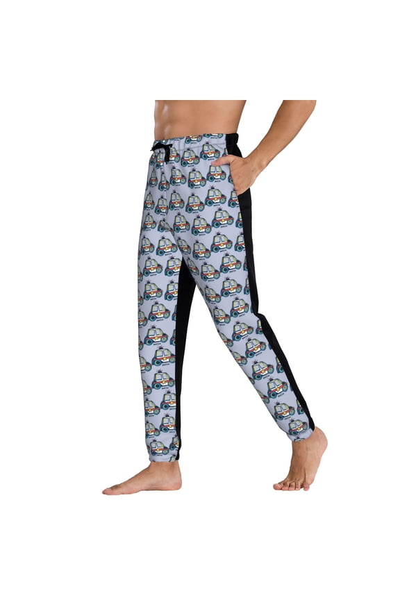 Sweatpants for Men - Police Car Adjustable Elastic Band Mens Joggers With Pockets, Athletic Workout Gym Casual Track Pants for Men