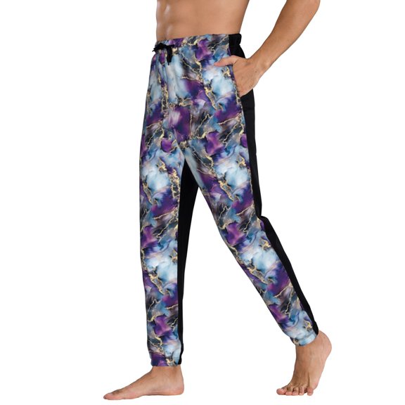 Sweatpants for Men - Purple marble texture Adjustable Elastic Band Mens Joggers With Pockets, Athletic Workout Gym Casual Track Pants for Men