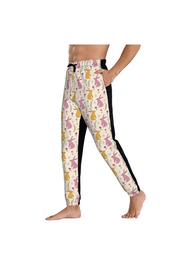 Sweatpants for Men - Sassy Funny Rabbit Flower Adjustable Elastic Band Mens Joggers With Pockets, Athletic Workout Gym Casual Track Pants for Men