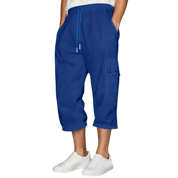 Sweatpants for Men Seven Tenths Cargo Pants Relaxed Fit Straight Leg Spring Fall Casual Streetwear Trousers Blue S