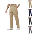 thumbnail image 1 of Sweatpants for Men Spring Summer Elastic Waist Straight Leg Relaxed Fit Business Casual Pants Trousers with Pockets, 1 of 9