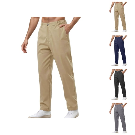 Sweatpants for Men Spring Summer Elastic Waist Straight Leg Relaxed Fit Business Casual Pants Trousers with Pockets