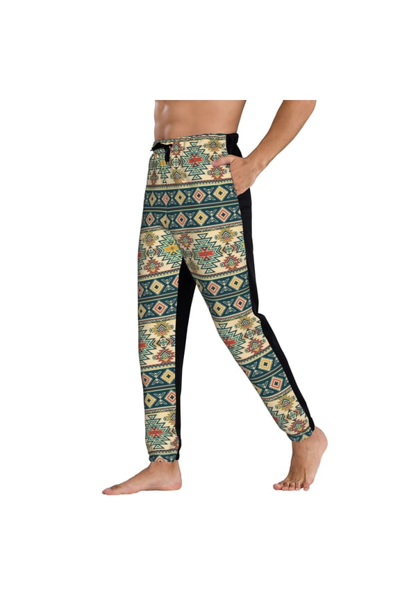 Sweatpants for Men - Traditional Tribal Aztec1 Adjustable Elastic Band Mens Joggers With Pockets, Athletic Workout Gym Casual Track Pants for Men