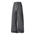 thumbnail image 1 of Sweatpants for Men Wide Leg Drawstring Elastic Waist Causal Pants Winter Soild Loose Fit Sweatpants, L, 1 of 3