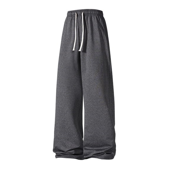 Sweatpants for Men Wide Leg Drawstring Elastic Waist Causal Pants Winter Soild Loose Fit Sweatpants, L