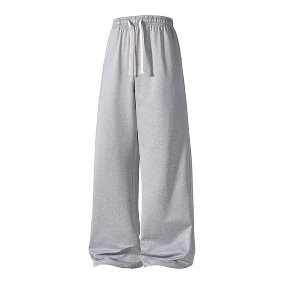 Sweatpants for Men Wide Leg Drawstring Elastic Waist Causal Pants Winter Soild Loose Fit Sweatpants, S