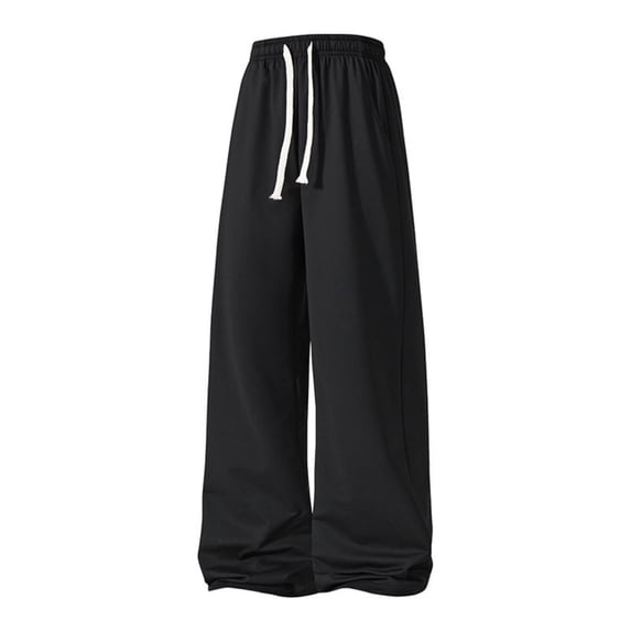 Sweatpants for Men Wide Leg Drawstring Elastic Waist Causal Pants Winter Soild Loose Fit Sweatpants, XL