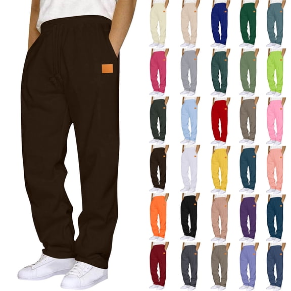 Sweatpants for Men Women's Pants Athletic Open Bottom Running Pants Casual Mens Sweatpants with Pockets,Coffee L