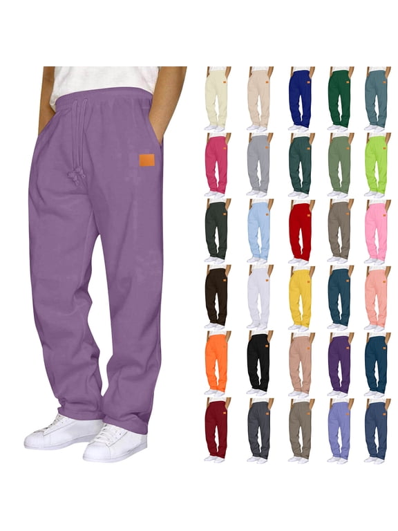 Sweatpants for Men Women's Pants Athletic Open Bottom Running Pants Casual Mens Sweatpants with Pockets,PurpleB M