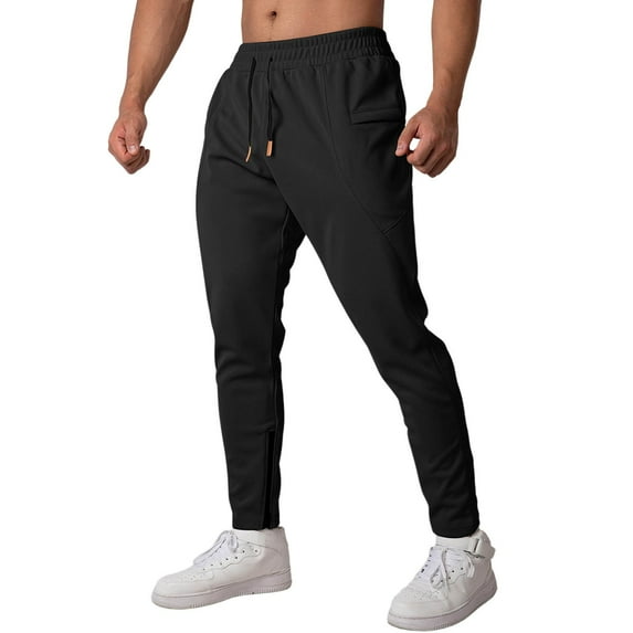 Sweatpants for Men Workout Long Pant Small Ankle Zipper Casual Pants Solid Color Slim Trousers Men's Jogger Pants for Outdoor Sport Tightness