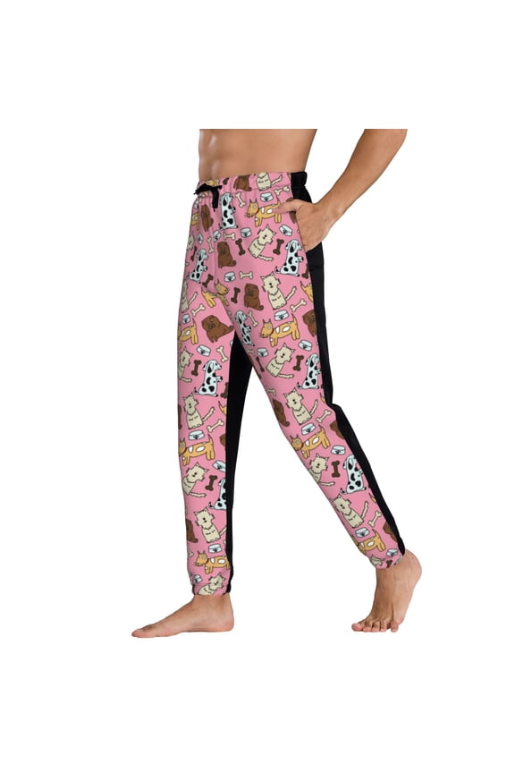 Sweatpants for Men - cartoon dog print Adjustable Elastic Band Mens Joggers With Pockets, Athletic Workout Gym Casual Track Pants for Men