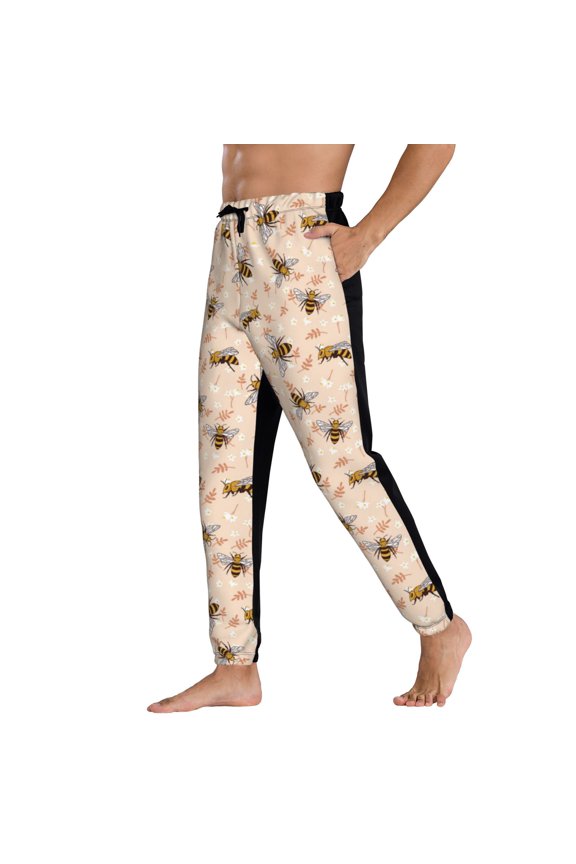 Sweatpants for Men - cute bee print Adjustable Elastic Band Mens Joggers With Pockets, Athletic Workout Gym Casual Track Pants for Men