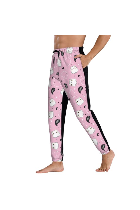 Sweatpants for Men - kawaii_kitten_ghosts_pattern Adjustable Elastic Band Mens Joggers With Pockets, Athletic Workout Gym Casual Track Pants for Men