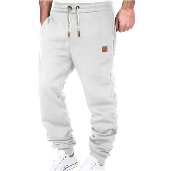 Sweatpants for Men under $10 Fashion Joggers Sports Pants Cotton Drawstring Elastic Waist Solid Color Pocket Trousers
