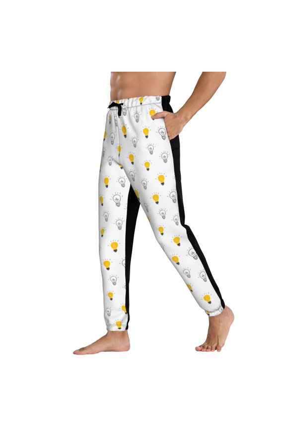 Sweatpants for Men - white Light Bulb Print Adjustable Elastic Band Mens Joggers With Pockets, Athletic Workout Gym Casual Track Pants for Men