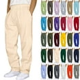 thumbnail image 1 of Sweatpants for Men with Pockets Solid Color Casual Outdoor Elastic Waist Loose Fitness Pants Joggers Trousers Gifts for Men Beige M, 1 of 5