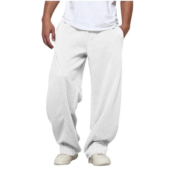 Sweatpants for Mens Baggy Wide Leg Elastic Waisted Long Pants with Pockets Loose Fit Casual Workout Trousers