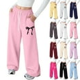 thumbnail image 1 of Sweatpants for Teen Girls Baggy Baggy Sweatpants for Girls Bowknot Lightweight Wide Leg Sweat Pants Athletic Elastic Waist Trousers 4-14 Years, 1 of 4
