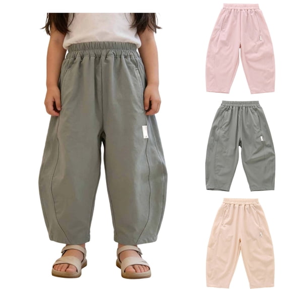 Sweatpants for Girls Baggy Joggers High Waist Elastic Green Girlss Active Pants Girls Uniform Pants 4-5 Years