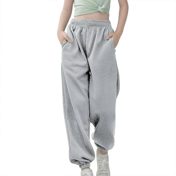 Sweatpants for Teen Girls Elastic Waist Jogger Baggy Drawstring Pants Girls Solid Pants Youth Sweatpants Cute Sweatpants 13-14 Years Girls Fashion
