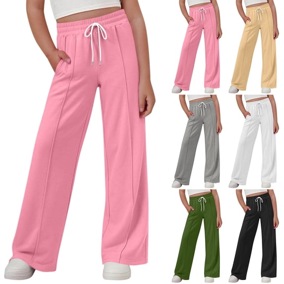 Sweatpants for Teen Girls Y2K Girls Sweatpants Kids Soft Athletic Lounge Joggers Elastic Waist Casual Trousers Pants Cute Clothes for Teen Girl