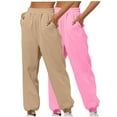 thumbnail image 1 of Sweatpants for Women 2 Piece Solid Color Lightweight Jogger Pants Lounge Workout Running Pant with Pockets Pink L, 1 of 4