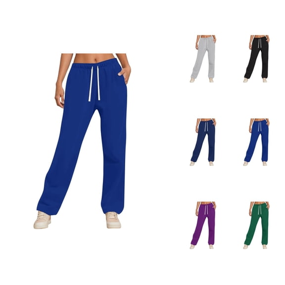 Sweatpants for Women 2025 Elastic High Waisted Loose Fit Wide Straight Leg Joggers with Pockets Trousers Sweat Pants