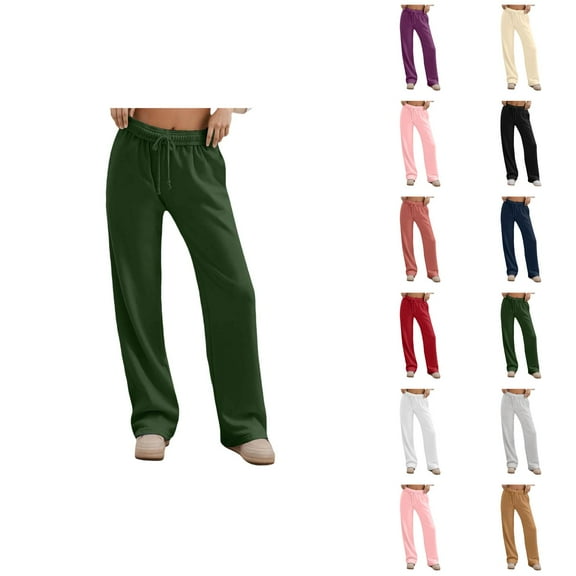 Sweatpants for Women 2025 Elastic Waist Drawstring Wide Leg Stretchy Loose Fit Pants with Pockets Casual Trousers