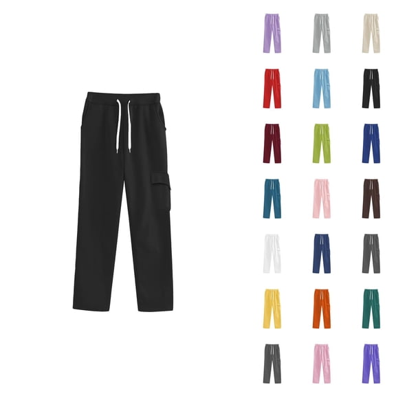 Sweatpants for Women 2025 Fall Winter Elastic High Waist Drawstring Straight Leg Pants with Pockets Casual Trousers