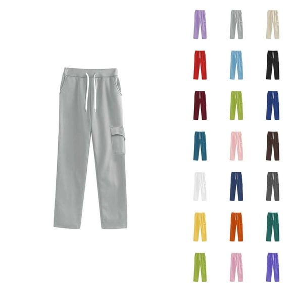 Sweatpants for Women 2025 Fall Winter Elastic High Waist Drawstring Straight Leg Pants with Pockets Casual Trousers