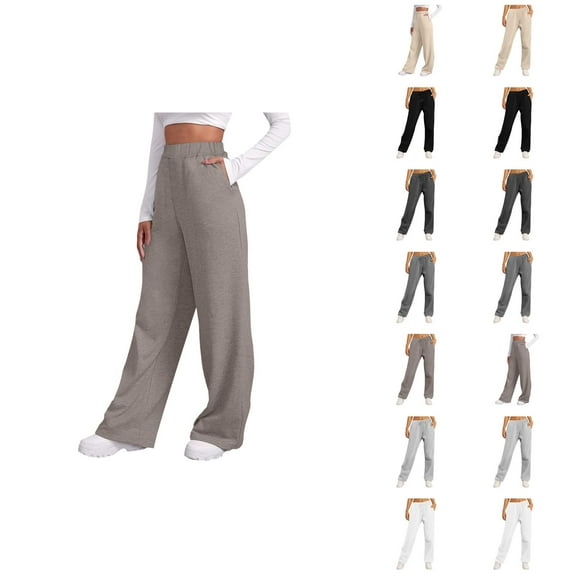 Sweatpants for Women 2025 Fall Winter Elastic High Waist Wide Leg Yoga Workout Sweat Pants with Pockets Trousers
