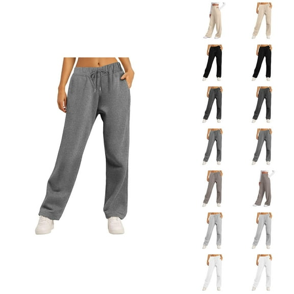 Sweatpants for Women 2025 Fall Winter Elastic High Waist Wide Leg Yoga Workout Sweat Pants with Pockets Trousers