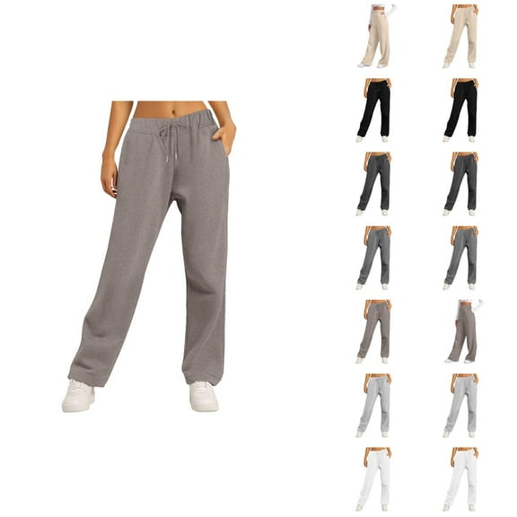 Sweatpants for Women 2025 Fall Winter Elastic High Waist Wide Leg Yoga Workout Sweat Pants with Pockets Trousers