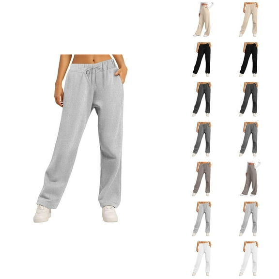 Sweatpants for Women 2025 Fall Winter Elastic High Waist Wide Leg Yoga Workout Sweat Pants with Pockets Trousers